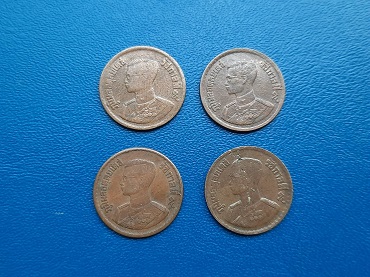 เหรียญ 10 สตางค์ ร.9 ปี 2500 เนื้อทองแดง รวม 4 เหรียญ สวยเดิม