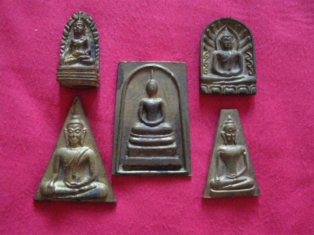 ชุดเบญจภาคี รุ่น1 มหาเศรษฐี วัดโพธิ์เรียง ปี35 เนื้อทองระฆังเก่า พร้อมกล่องเดิม