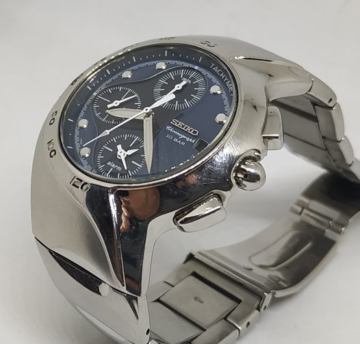 SEIKO รุ่นหายาก มีกล่อง โครโนกราฟ 10BAR หน้าปัดเล่นระดับฟ้าและเทาดำ มือสองใน ebay 8พันกว่าบาท