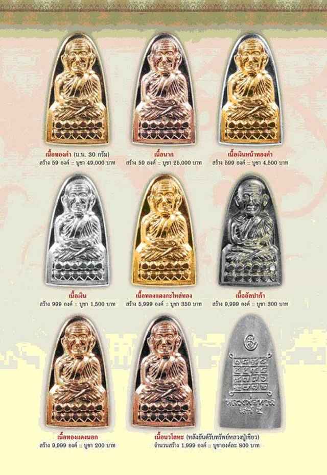 หลวงปู่ทวด รุ่นเสาร์ ๕ มหาสิทธิโชค หลวงปู่เขียว พิมพ์หลังหนังสือเล็ก เนื้อทองแดงกะไหล่ทอง เลข ๒๐๘๔