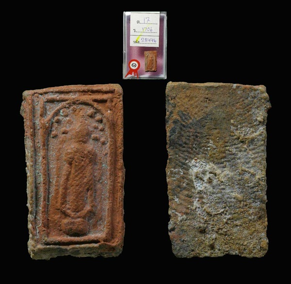 พระยืนประทานพรปรกโพธิ์ พิมพ์คะแนน เนื้อดิน หลวงพ่อเงิน วัดห้วยเขน จ.พิจิตร รางวัลที่ ๑