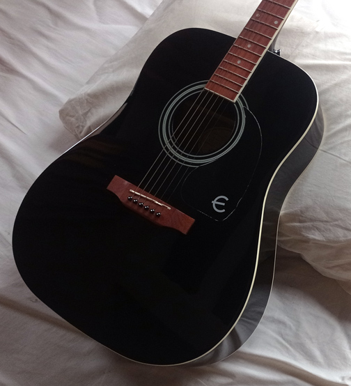 กีตาร์ epiphone DR-100 สีดำ Ebony สวยมาก เสียงดี ตระกูล Gibson