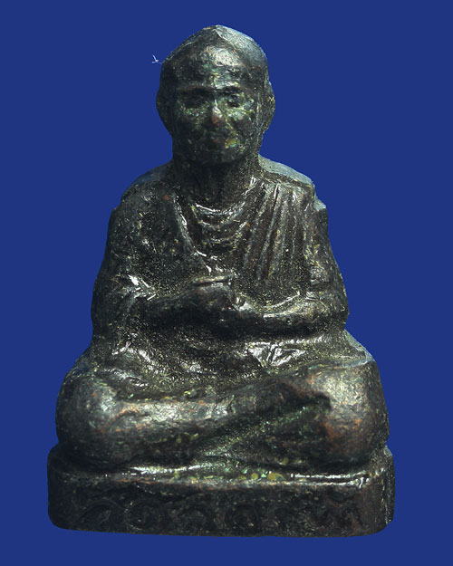 รูปเหมือนปั๊ม สมเด็จพระพุฒาจารย์โต พรหมรังษี วัดละครทำ กรุงเทพฯ 2508 เนื้อทองผสมรมดำ อุดกริ่ง