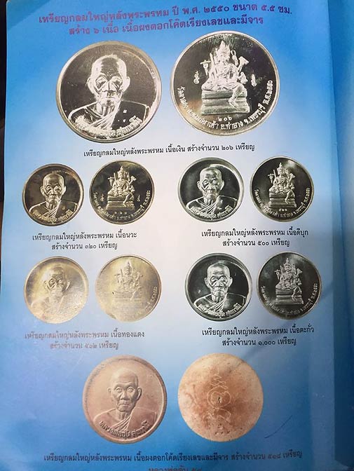 เหรียญกลมใหญ่หลวงพ่ออุ้น หลังพระพรหม (เนื้อผง) ปี 2550 เบอร์ 262