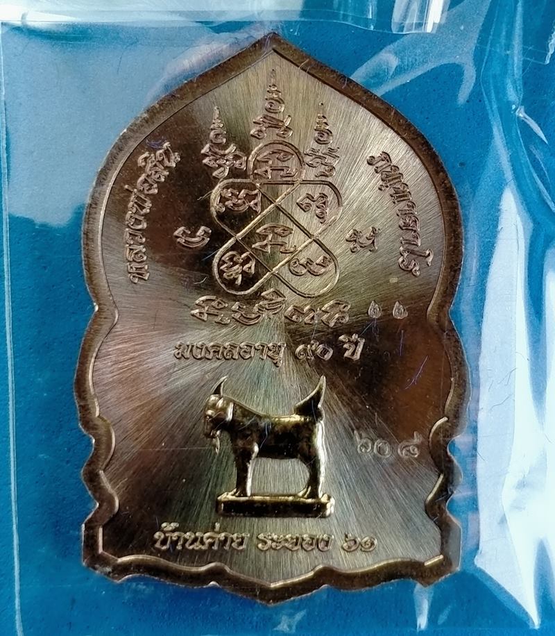 เหรียญใบเสมามังกร มงคลอายุ 90 ปี หลวงพ่อสิน เนื้อทองแดงมันปูลงยา