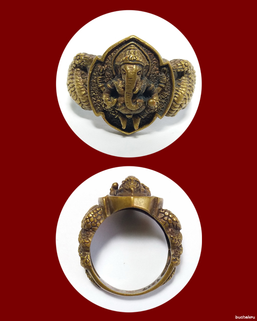 แหวนพระพิฆเนศพิมพ์เล็ก เนื้อทองดอกบวบ (ทองผสม) รุ่นมั่งมีศรีสุข ปี 2548 หลวงปู่หงษ์ พรหมปัญโญ