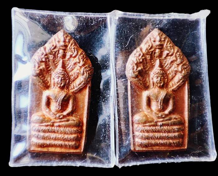พระนาคปรกใบมะขาม "รุ่นแรก ปี38"เนื้อ ทองแดง 2องค์ หลวงพ่อไสว วัดปรีดาราม จ.นครปฐม สภาพสวยมากๆหายาก