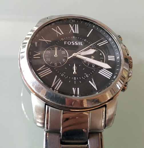นาฬิกา FOSSIL โครโนกราฟ หน้าปัดดำ ดีไซน์สวย เรือนโลหะสแตนเลสสวยๆ