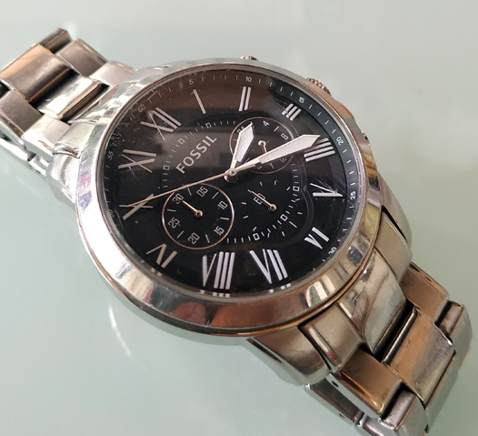 นาฬิกา FOSSIL โครโนกราฟ หน้าปัดดำ ดีไซน์สวย เรือนโลหะสแตนเลสสวยๆ