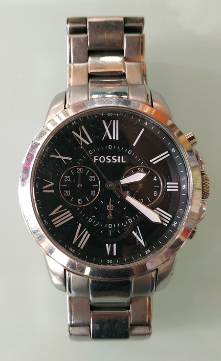 นาฬิกา FOSSIL โครโนกราฟ หน้าปัดดำ ดีไซน์สวย เรือนโลหะสแตนเลสสวยๆ