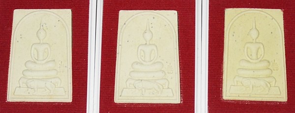 พระสมเด็จ( พิมพ์ขี่เสือ ) เนื้อผงพรายกุมารว่านมหาเสน่ห์ หลังฝังพลอยเสกปี 53 หลวงพ่อสาคร วัดหนองกรับ 