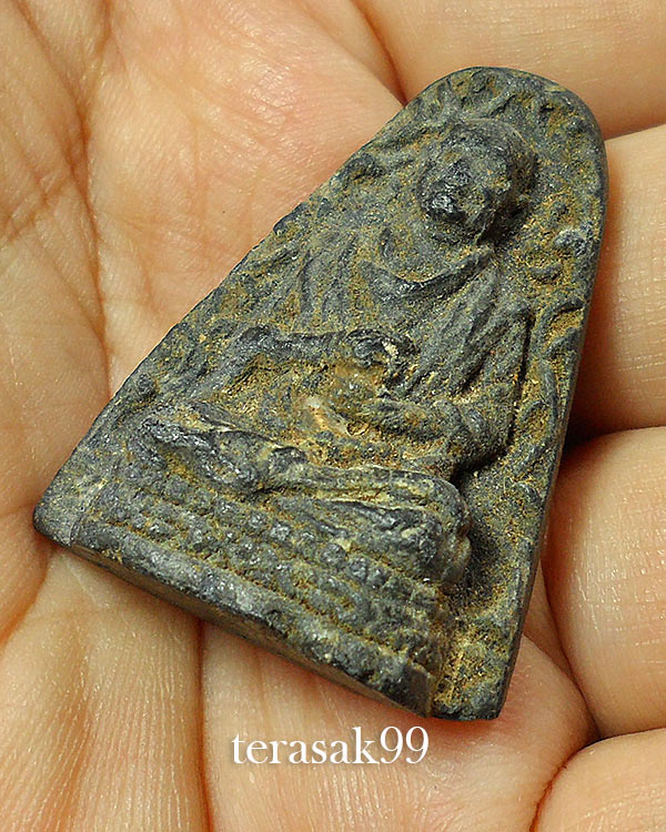 รูปเหมือนสมเด็จโต เนื้อดำ(ผงใบลาน) หลวงปู่นาค วัดระฆัง เนื้อผง ปี2495 หายาก