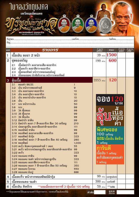 หลวงพ่อพัฒน์ ปุญฺญกาโม วัดห้วยด้วน จ.นครสวรรค์ รุ่นทรัพย์มหาศาล เลขโค้ด 99