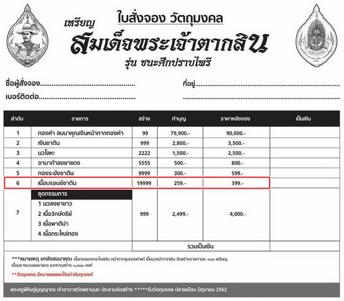 เหรียญสมเด็จพระเจ้าตากสิน วัดพรานนก จ.อยุธยา รุ่น ชนะศึกปราบไพรี ปี62 เนื้อบรอนซ์ซาติน