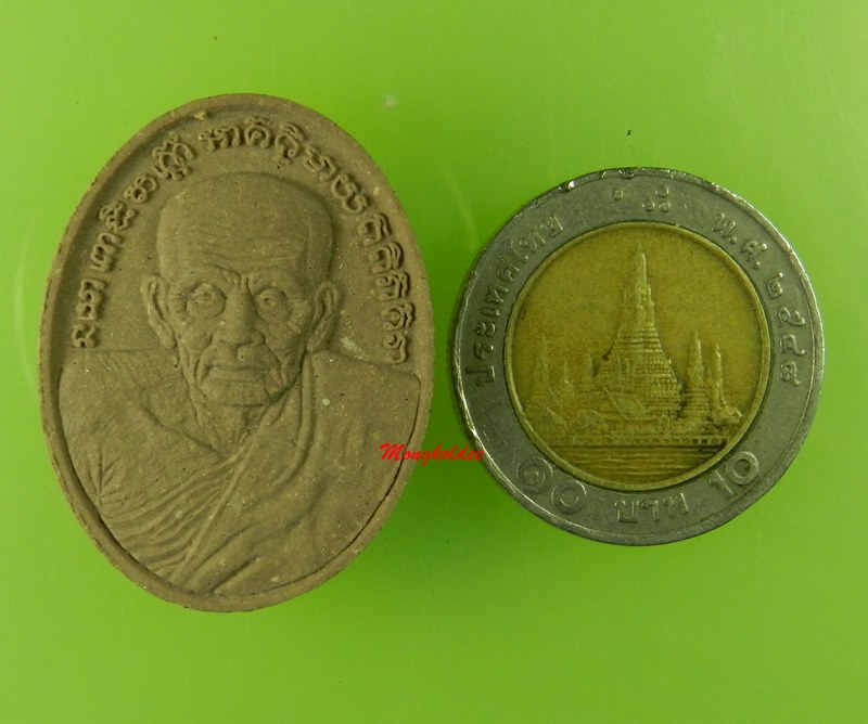 หลวงปู่ทวด รูปไข่ รุ่น ปาฎิหาริย์สองโพธิสัตว์ ปี2556 เนื้อไม้เทพธาโร No.609