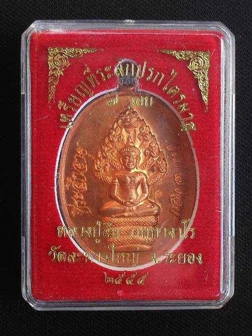 เหรียญปรกไตรมาส ๗ รอบ หลวงปู่สิน เนื้อทองแดง สร้างน้อยหายาก หมายเลข ๒๘๓๐ พร้อมกล่อง