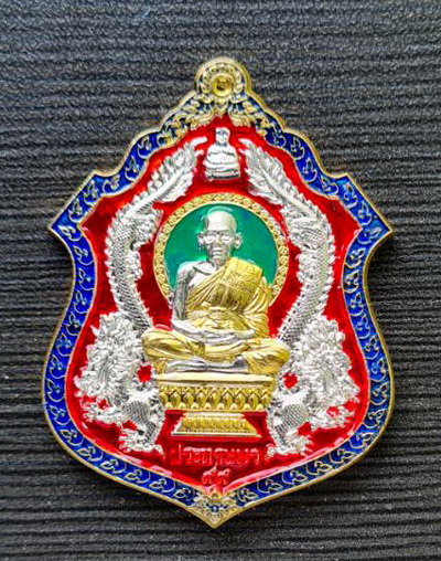 เคาะแรกแดง..เหรียญนั่งพานประทานพร ๙๙..ทองทิพย์ลงยา..ลพ.พัฒน์ วัดห้วยด้วน จ.นครสวรรค์ / กล่องเดิม