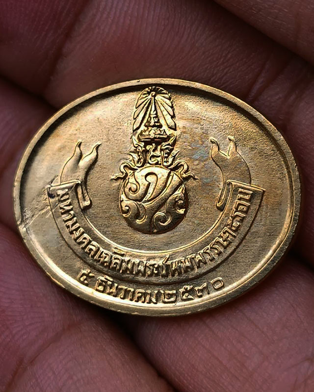 4.สวยดั่งทอง !! เหรียญพระนอน วัดโพธิ์ หลัง ภปร. พิธีใหญ่ ปี 2530 เหรียญไม่ผ่านการใช้