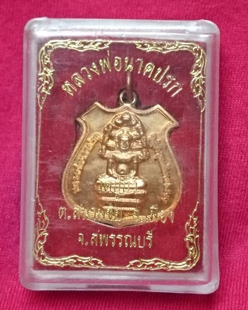 เหรียญหลวงพ่อนาคปรก หลังเจดีย์กรุพระร่วง วัดปู่บัว ต.สนามชัย จ.สุพรรณบุรี พ.ศ. 2555