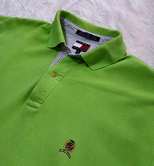 ของแท้ TOMMY HILFIGER โปโลคอปก สีเขียว สวยๆ รอบอก44