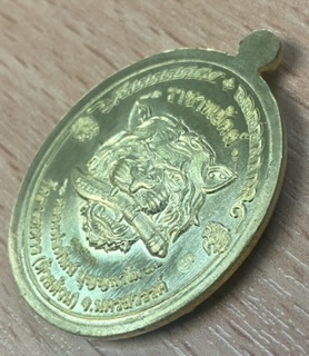 เหรียญราชาพยัคฆ์ เนื้อทองทิพย์ ลงยา หลวงพ่อพัฒน์ วัดห้วยด้าน