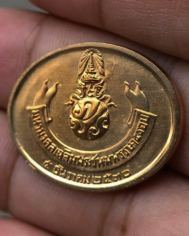 8.สวยดั่งทอง !! เหรียญพระนอน วัดโพธิ์ หลัง ภปร. พิธีใหญ่ ปี 2530 เหรียญไม่ผ่านการใช้