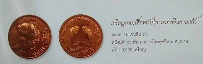 เหรียญมงคลปลาจีน เนื้อทองแดง หลวงปู่ทิม วัดพระขาว อยุธยา ปี 2549