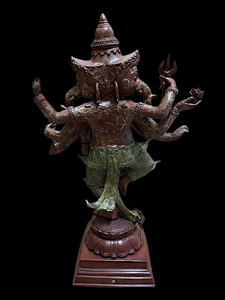 พระพิฆเนศ (มุขคณปติ) เนื้อแดงลายหินอ่อน 