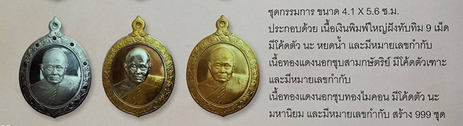 เหรียญยกช่อฟ้าเนื้อเงินฝังทับทิม 9 เม็ด พิมพ์ใหญ่จัมโบ้ หลวงปู่ทิม วัดพระขาว อยุธยา