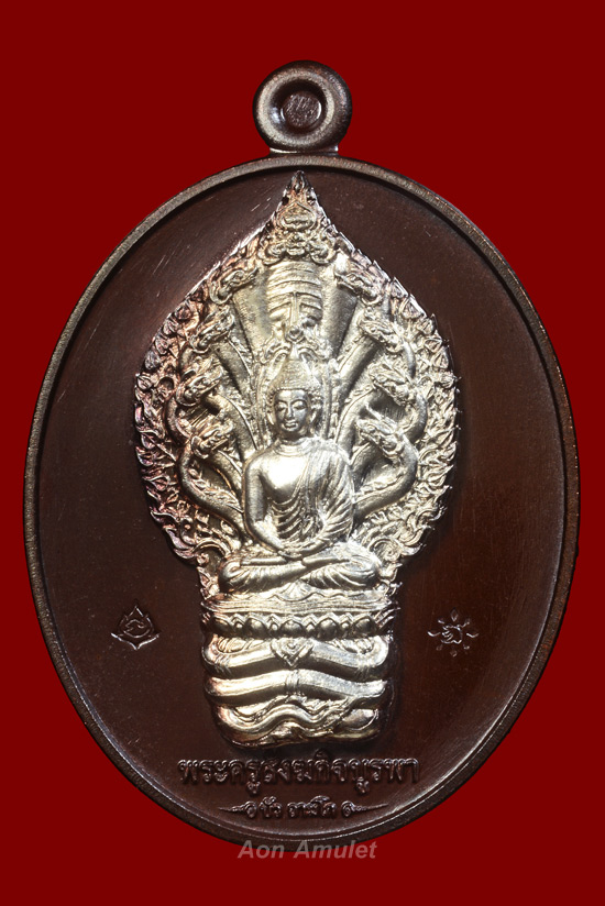 เหรียญนาคปรกเนื้อนวะหน้าเงิน รุ่น มงคลมหาลาภ หลวงปู่บัว ถามโก วัดศรีบุรพาราม พศ.2559 หมายเลข 751