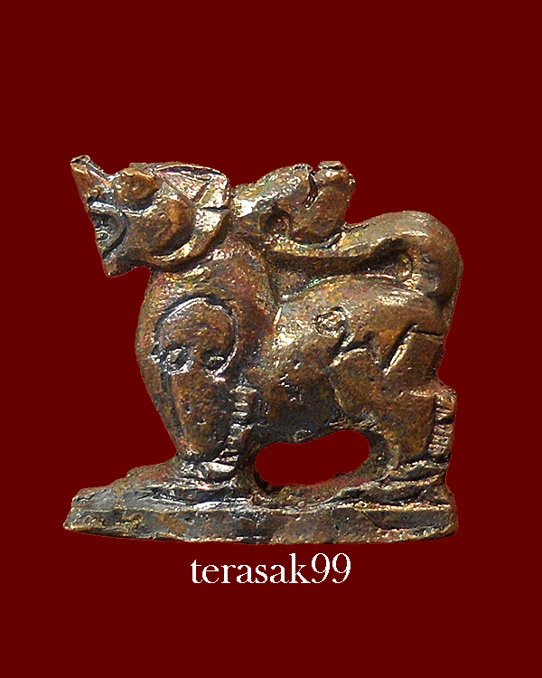 สิงห์ หลวงพ่อพูล วัดไผ่ล้อม นครปฐม เนื้อตะกั่วชุบทองแดง ราคาเบาๆ(1)