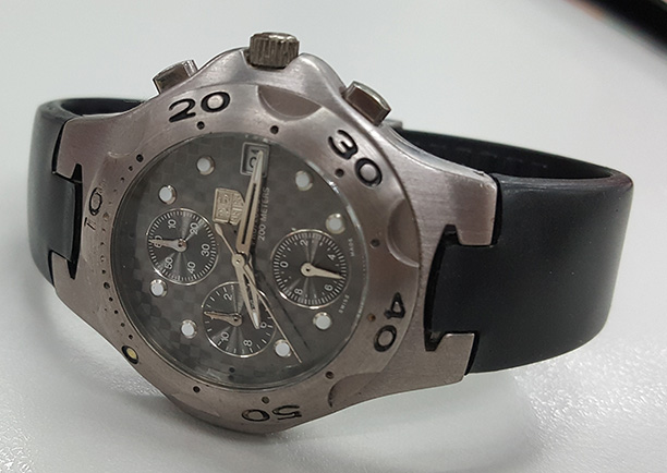 นาฬิกาโครโนกราฟ Man Size Professional 200Meter หน้าปัดเคฟลาร์ สายยางดำ