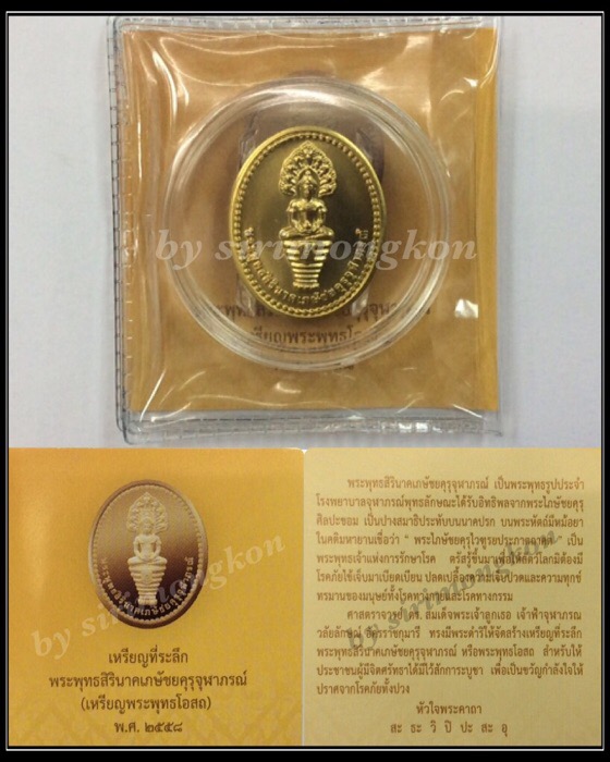 เหรียญพระนาคปรก จภ. (พระพุทธสิรินาคเภษัชยคุรุจุฬาภรณ์) ปี58 ปลุกเสกวัดพระแก้ว บล็อกกษาปณ์ ซองเดิม