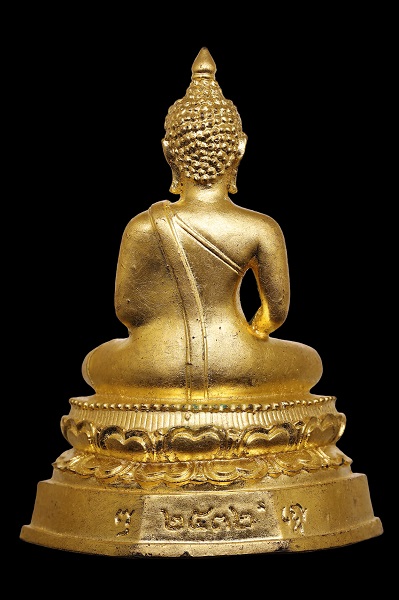 พระพุทโธคลังบูชา หน้าตัก 1.6 นิ้วX3.6 นิ้ว ปี พ.ศ. 2532 (ปิดทองคำแท้)