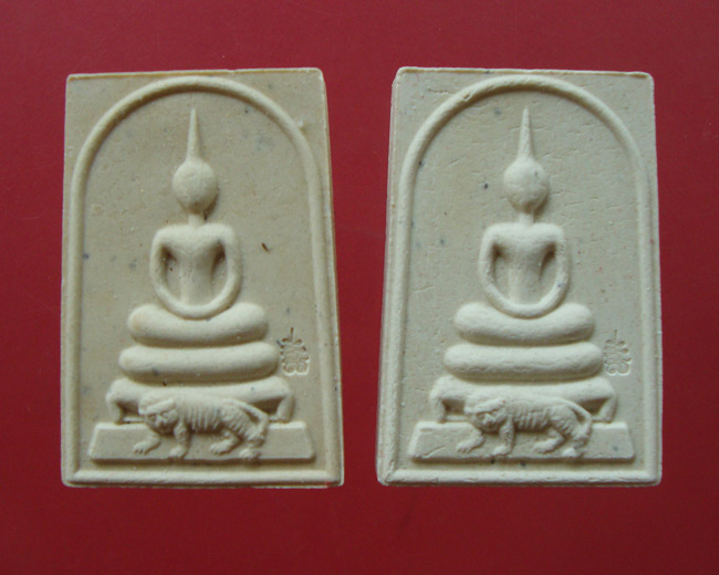 พระสมเด็จ( พิมพ์ขี่เสือ ) เนื้อผงพรายกุมารว่านมหาเสน่ห์ หลังฝังพลอยเสกปี 53 หลวงพ่อสาคร วัดหนองกรับ