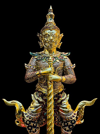 ท้าวเวสสุวรรณ ปลดหนี้ เนื้อทองเหลืองปิดทองลงยา วัดแค สุพรรณบุรี
