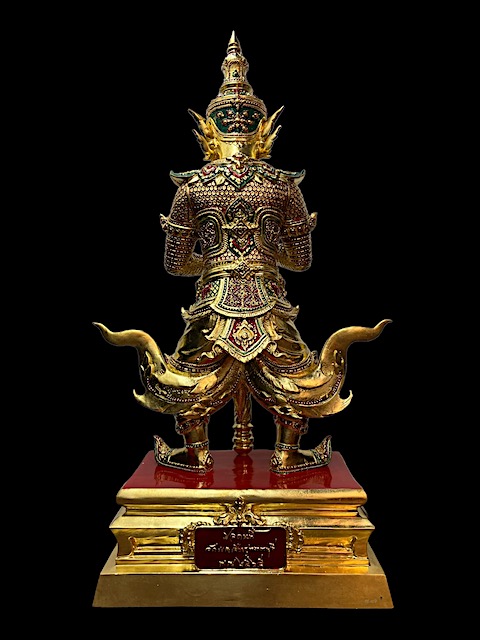 ท้าวเวสสุวรรณ ปลดหนี้ เนื้อทองเหลืองปิดทองลงยา วัดแค สุพรรณบุรี