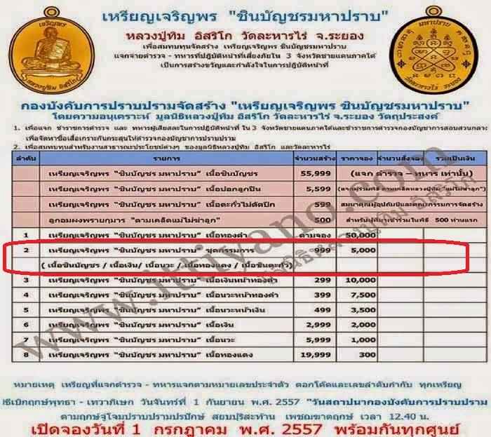 เหรียญเจริญพร ชินบัญชรมหาปราบ วัดละหารไร่ แยกมาจากชุดกรรมการ เนื้อเงิน เลข 819