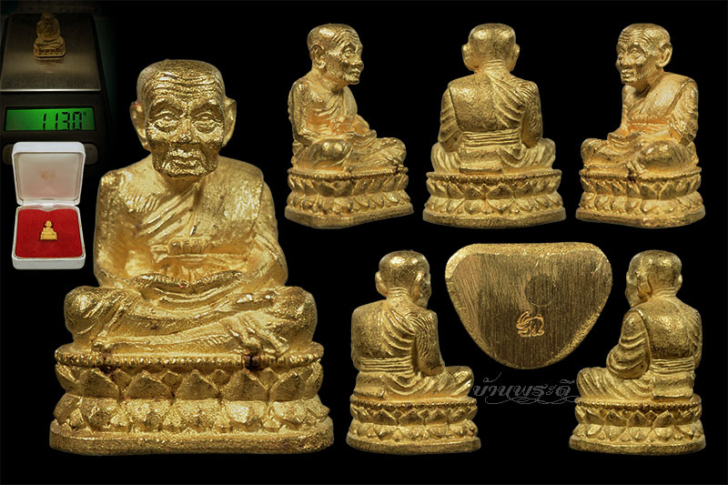 พระหลวงพ่อทวด พิมพ์กลาง รุ่นสร้างเจดีย์ วัดพุทธาธิวาส ปี 2533 เนื้อทองคำ อ.เบตง จ.ยะลา