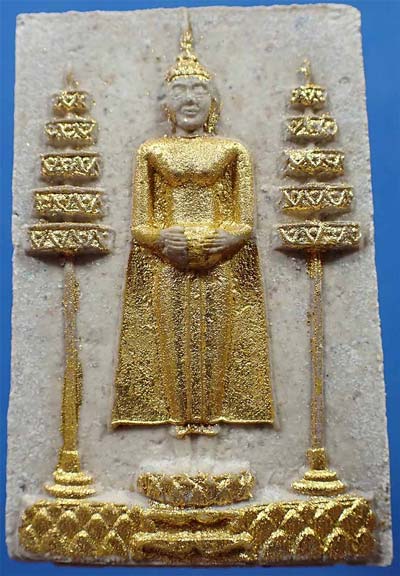 พระผงหลวงพ่อบ้านแหลม ปิดทองคำแท้ สวยกริ๊บยันกล่อง*235