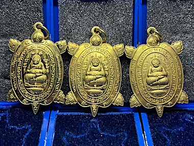 เหรียญพญาเต่าเรือน ไตรมาส63 เนื้อนวะหน้าทองทิพย์ + ทองทิพย์ 3 เหรียญ หลวงปู่ปั่น วัดหนองกระทุ่ม 