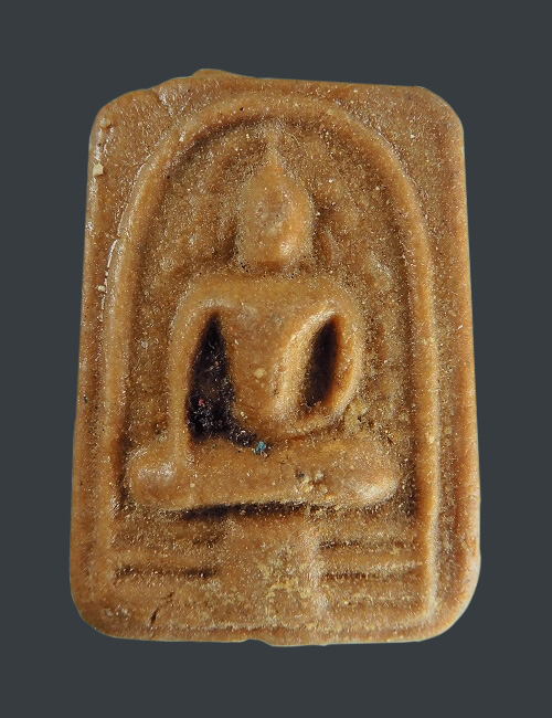 พระสมเด็จมีกิน เนื้อผงน้ำมัน อาจารย์ลอย โพธิ์เงิน พิมพ์ปรกโพธิ์ ๒๕๑๘