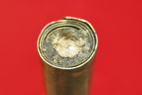 ตะกรุดอจินตัยมหาระงับดับภัยพิบัติ หลวงปู่ละมัย(ละมัย)  เนื้อทองฝาบาตร อุดชันโรง(เปลือย) ขนาด 3 นิ้ว 