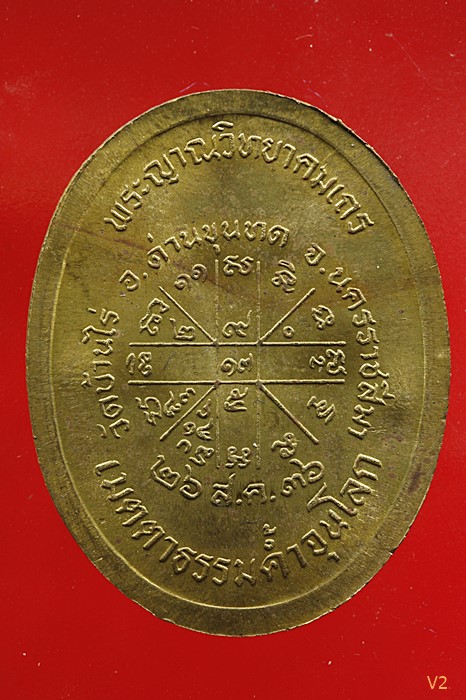 เหรียญหลวงพ่อคูณ วัดบ้านไร่ รุ่นเจริญสุข เนื้อทองเหลือง ปี 2536 พร้อมกล่องเดิม 