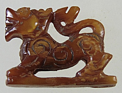 สิงห์หลวงพ่อเดิม วัดหนองโพ ( 1.5 *1 ซม) มีจาร