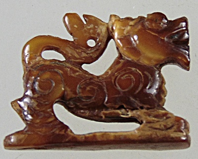 สิงห์หลวงพ่อเดิม วัดหนองโพ ( 1.5 *1 ซม) มีจาร