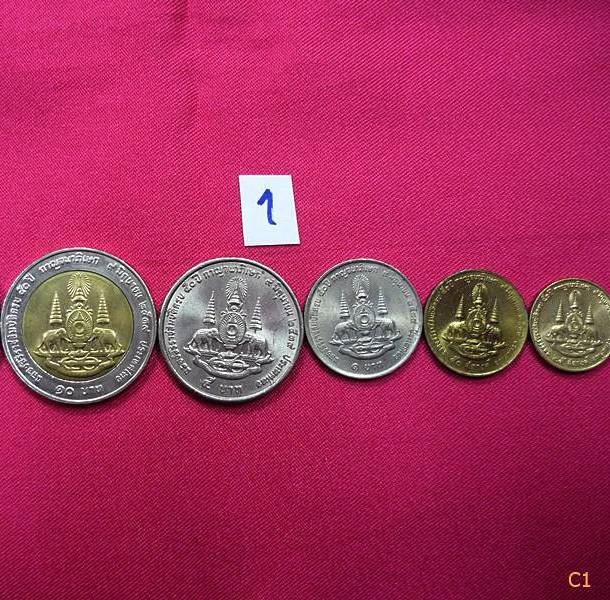 จัดชุด 5 เหรียญ ฉลองสิริราชสมบัติครบ50ปี กาญจนาภิเษก ปี39 สภาพสวยไม่ผ่านการใช้