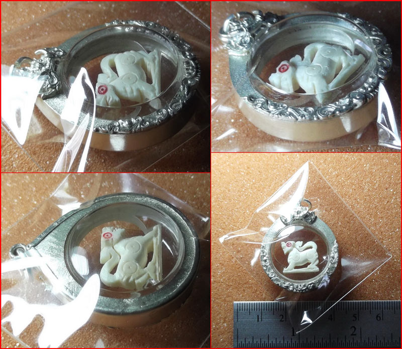 วัดใจ สิงห์งาแกะ หลวงพ่อหอม วัดชากหมาก จ.ระยอง เลี่ยมเงินสั่งทำแบบหนา พร้อมบัตรรับรอง-2