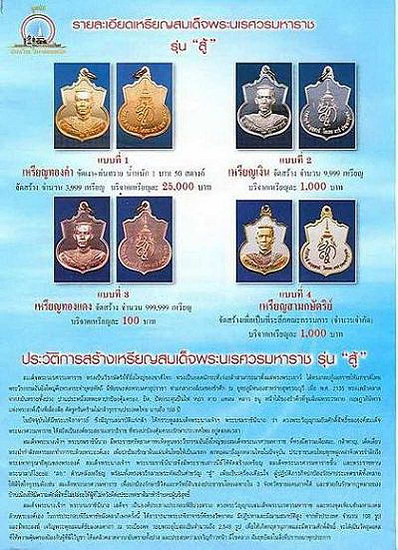 เหรียญสมเด็จพระนเรศวรมหาราช รุ่นสู้ ปี48 ตอกโค๊ด สู้ ด้านหลัง พร้อมตลับ 