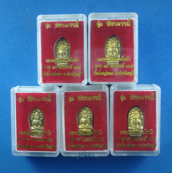 หลวงปู่โสฬส วัดโคกอู่ทอง พระนาคปรกใบมะขาม รุ่นจักรพรรดิ  เนื้อทองฝาบาตร เปิด 5 องค์